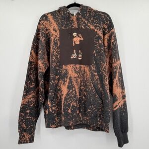 MF Doom Graphic Hoodie Pullover Bleach Wash The Boondocks Black Orange Large
